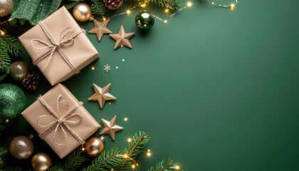 Festive gift wrapping event cozy home setting holiday decorations warm indoor environment aerial view christmas spirit