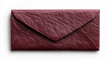 Elegant burgundy envelope resting flat on a white surface showcasing its rich texture and craftsmanship