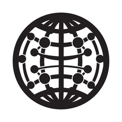 Globe with network vector silhouette outline logo design concept illustration