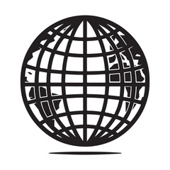 Globe with network vector silhouette outline logo design concept illustration