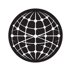 Globe with network vector silhouette outline logo design concept illustration