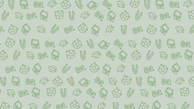 Pattern of random green colored objects on a lighter background. Suitable for backgrounds, digital designs, collage art, and ecofriendly concepts.
