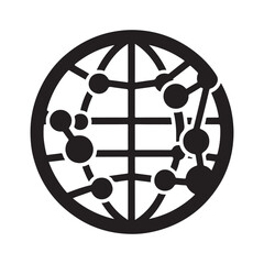 Globe with network vector silhouette outline logo design concept illustration