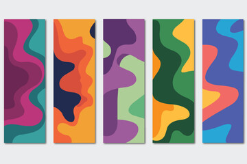 Colorful Abstract Wavy Pattern Set &ndash; Modern Geometric Fluid Shapes Background Collection