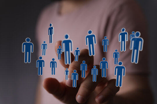 Concept of social network and global connections between people. Business collaboration and teamwork, digital interface. Communication technolog