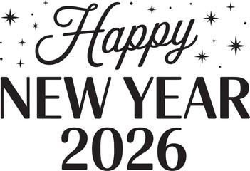 Fototapeta premium Happy New Year 2026 Greeting with Festive Stars and Sparkles