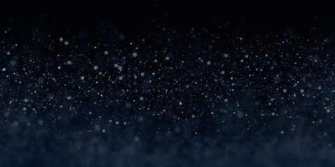 winter snow, snowflakes on night background