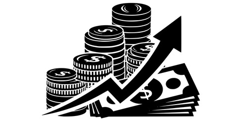 Stacked Coins Financial Goals New Year Black Silhouette