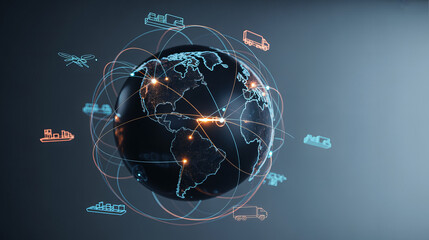 Digital global network showcasing transportation and logistics connections in modern supply chains