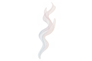 Abstract smoke or vapor stream flowing upwards. Soft white, gray, and light pink gradient design element on transparent background