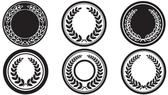 Badge Coin with Laurel Wreath Emblem — Classic Monetary Award and Recognition Symbol for Finance, Wealth and Corporate Honors