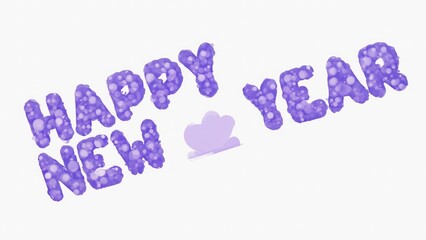  Soft pastel-colored &ldquo;Happy New Year&rdquo; text on a white background,