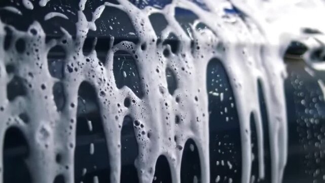 Bubble dripping car wash 4k video