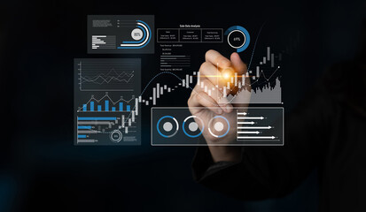 Sales data analysis dashboard showing performance, trends, and insights. Sales data tracks growth,...