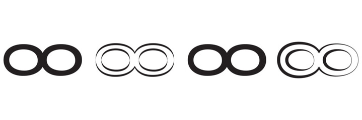 Set of infinity symbols. Infinity. Symbol of repetition. Vector illustration.