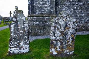 Old graves near the Rock of Cashel or Cashel of the Kings and St. Patrick Rock at Cashel, Ireland. 
