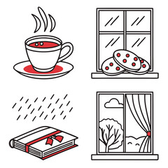 Cozy home icons isolated on for your design and decoration