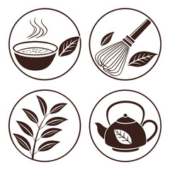 Collection of matcha tea icons isolated on in vector format