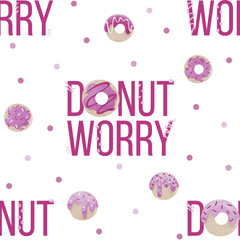 Donut worry seamless pattern design. Print for fabrics, clothes and packaging