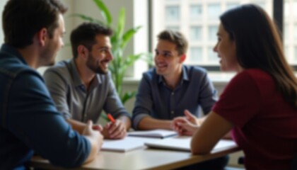 Professional Business Team Having Strategic Meeting Discussion in Modern Office Conference Room