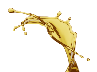 Splash of olive oil isolated on transparent background, close up shot