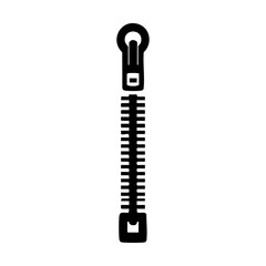 Straight zipper with puller representing garment fastening, clothing design elements and functional apparel hardware.