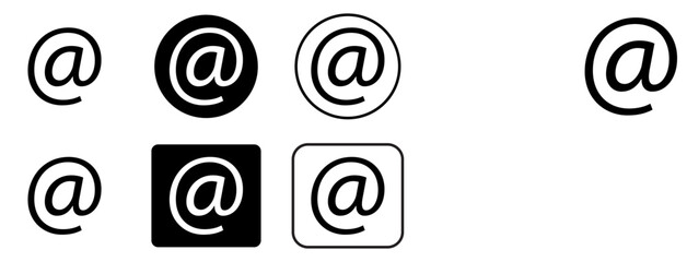 At symbol variations, email address, internet communication, social media network icon set design