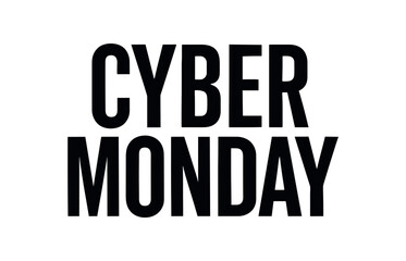 Clean bold typography with text CYBER MONDAY modern condensed font geometric layout isolated on white background minimal vector design commercial lettering style