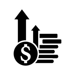 money-growth-arrows-icon vector illustration, pictogram isolated on white background. color editable