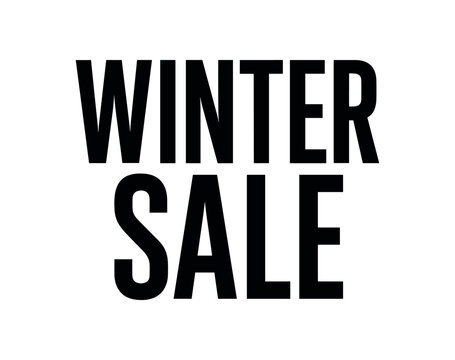 Clean bold typography with text WINTER SALE modern condensed font geometric layout isolated on white background minimal vector design commercial lettering style