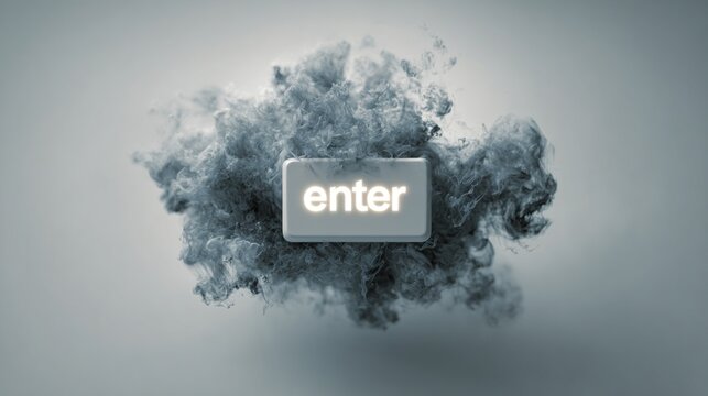 Glowing Enter Key with Smoke Effect on Gradient Background