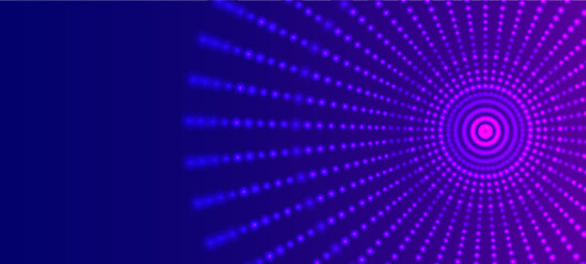 An abstract vector illustration in which points of light radiate in concentric circles, creating the illusion of movement and depth. A vortex of light in a colorful space.