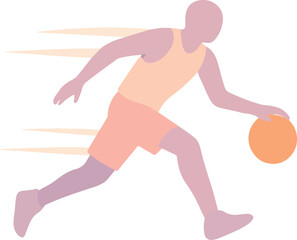 Basketball player dribbling with motion lines sport