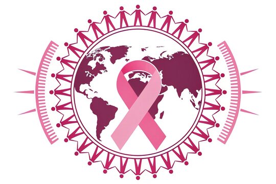 Global community unites with pink ribbon for breast cancer awareness and support - Powered by Adobe