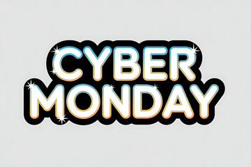 Sparkling 'Cyber Monday' text with vibrant, modern gradients and a dynamic glow, perfect for announcing huge online shopping deals and promotions.