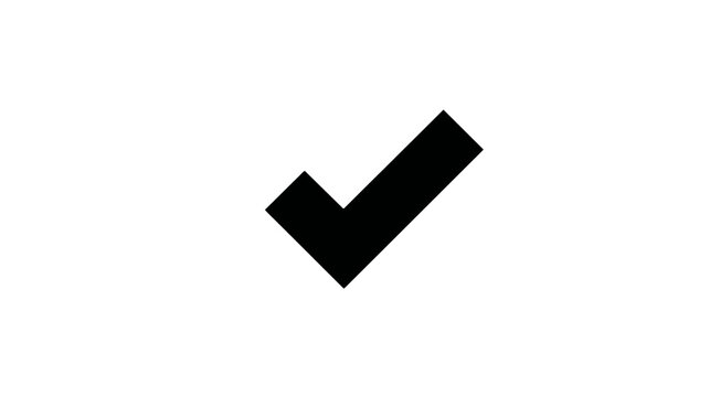 Black checkmark or tick symbol isolated on white background, representing success, completion, correctness, and approval