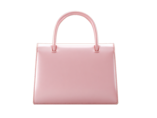 Light pink leather handbag with top handles on white background, stylish feminine fashion accessory