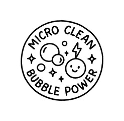 handdrawn cute doodle style micro clean bubble power badge vector line illustration