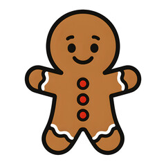 Obraz premium Cheerful gingerbread man cookie with red buttons and white icing, a classic holiday treat
