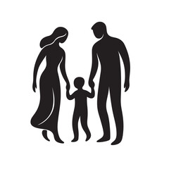Silhouette of a family, Modern father mother child silhouette vector illustration