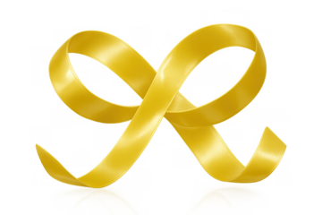 Yellow ribbon forming an infinity symbol, a glossy 3d loop for awareness and celebration concepts