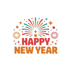 Obraz premium Happy new year festive celebration with colorful fireworks burst