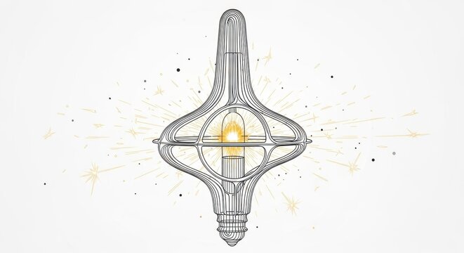 A futuristic lightbulb concept displaying radiating filaments with a minimalist design