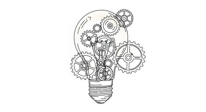 light bulb with gears illustration gears - Powered by Adobe
