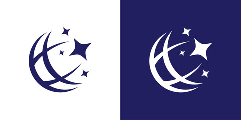 Planet Star Orbit Logo, Dual Meaning Symbol Combining a Planet Ring and a Star to Represent Cosmic Exploration and Imagination ©  Jagat_Aji