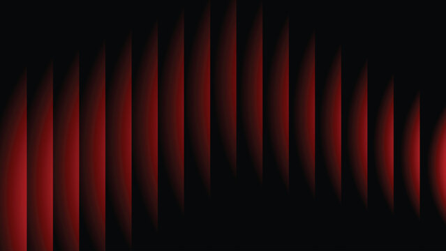 Dramatic red velvet stage curtains parted to reveal a dark mysterious background with glowing vertical lines