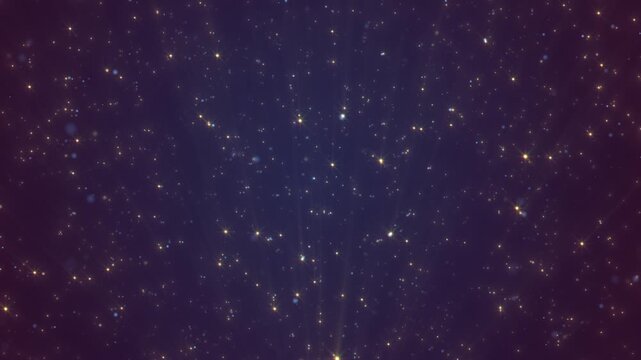 Animated golden star dust shines against a deep backdrop, giving a cozy, celebratory look for Christmas, New Year, or party visuals