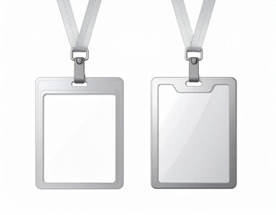 Office clerk badge mock up, empty id badge over white background with text or photo placeholder template, suitable for corporate identity, branding and presentation designs.