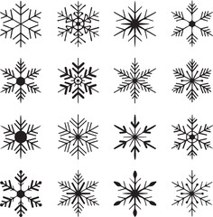 Black silhouette snowflake shapes