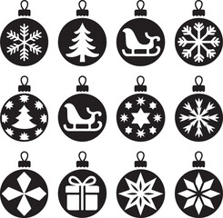 Christmas ball, christmas bauble vector icons set